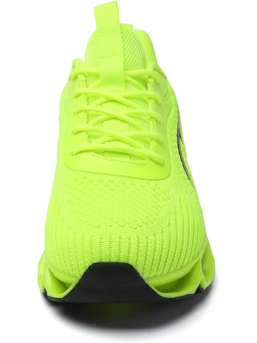 Women's Fluorescent Green Mesh Sneakers Athletic Running Walking Shoes Lace-up